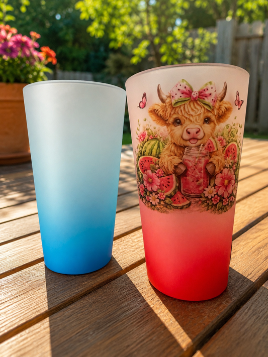 Blue ombre 17oz Glass