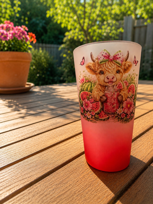 Red  ombre 17oz Glass
