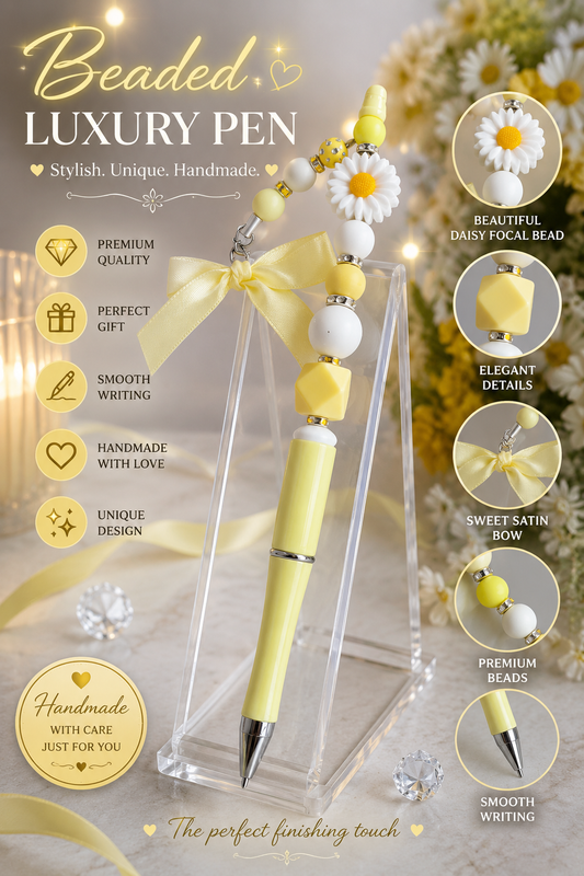 Large bead pen sun flower yellow  in colour