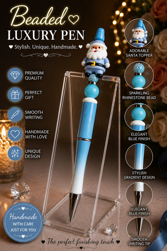 Blue Santa  bead pen