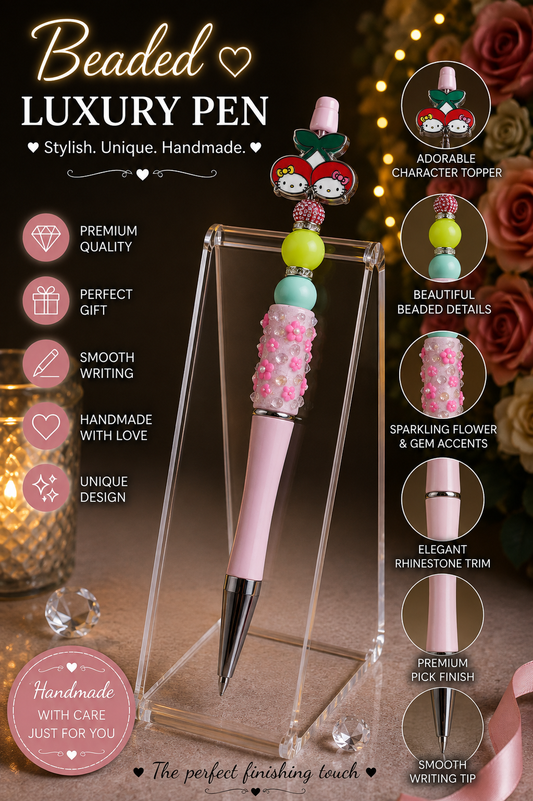 Pink with hello kitty cherry's  bead pen