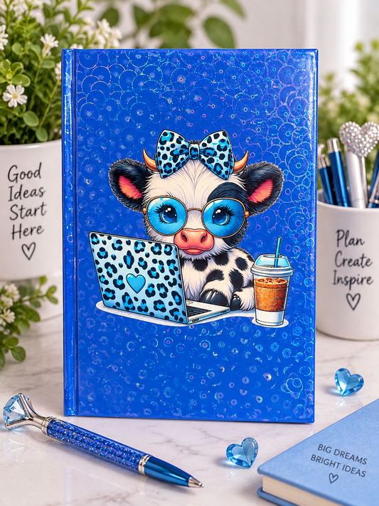 Blue highland cow note pad