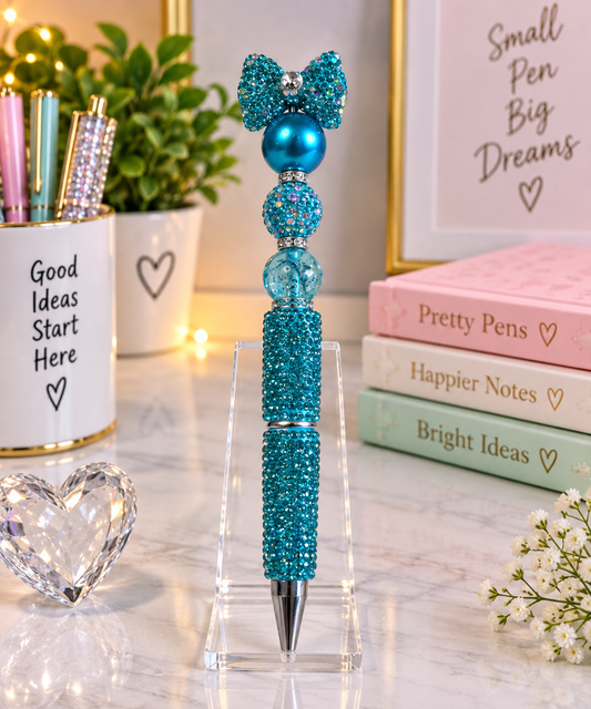 Teal Bow bling pen