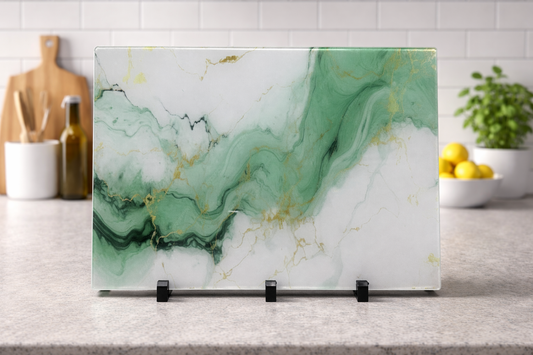 Jade marble personalised A3 or A4 glass chopping board