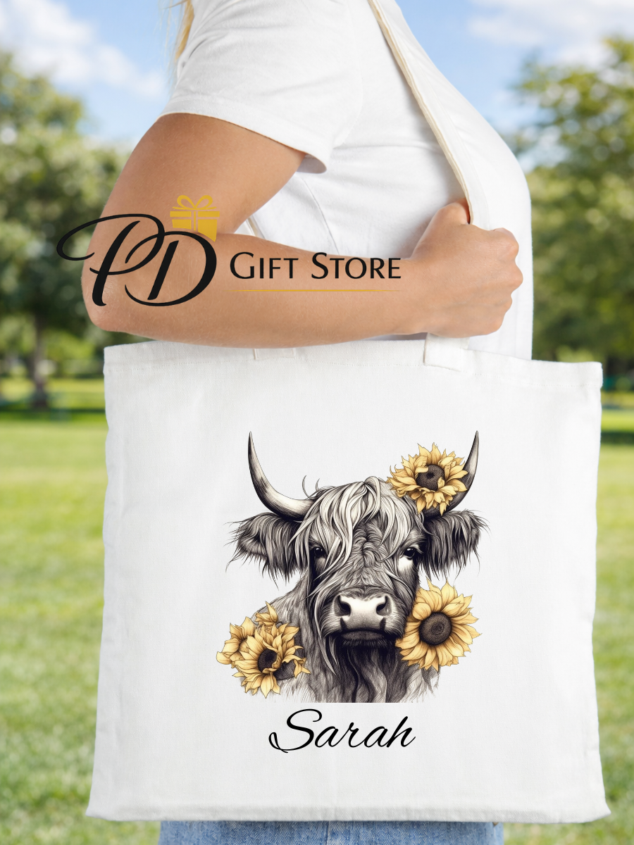 Highland cow tote bag