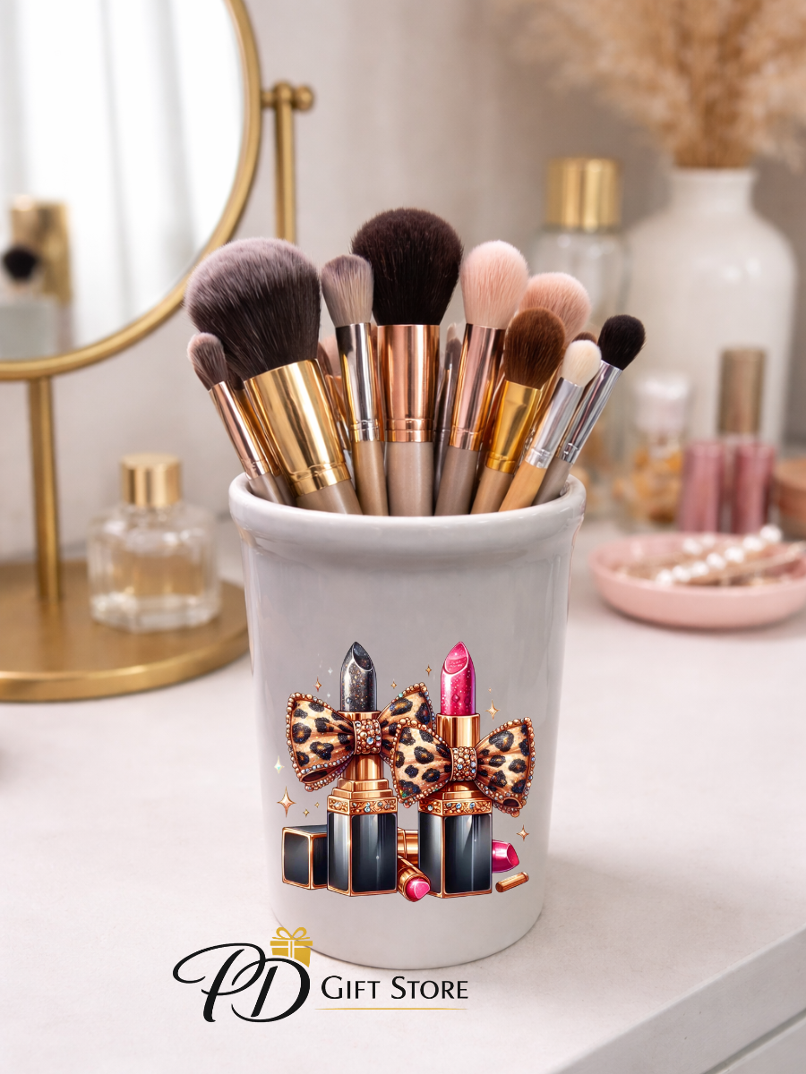 Ceramic make-up Pot 15oz lip stick design