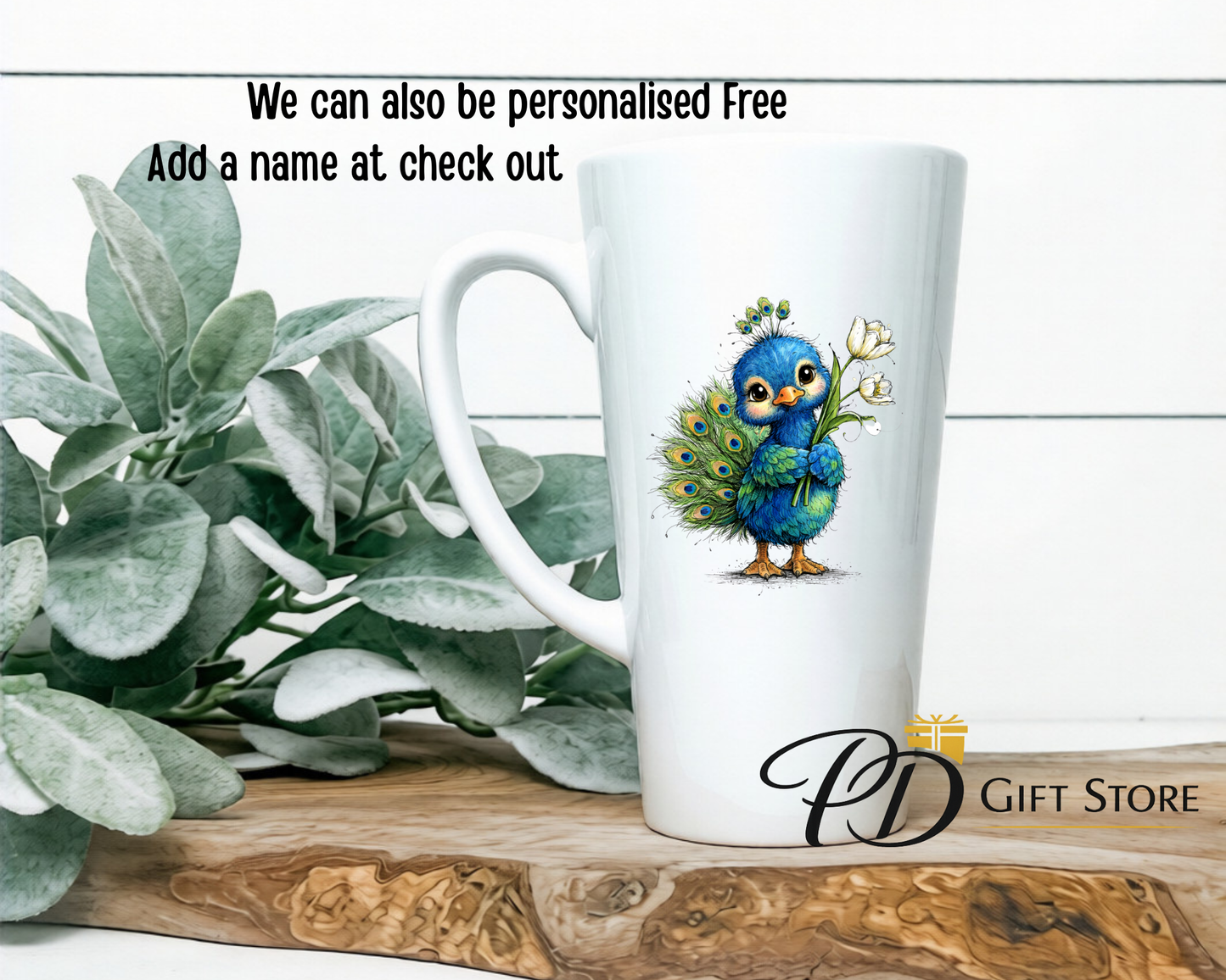 Cute Peacock 17oz Ceramic latte mug