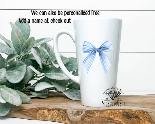 Blue bow 17oz Ceramic latte mug