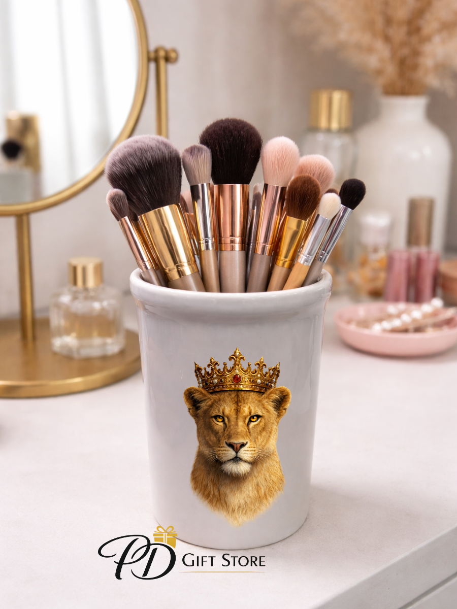 Ceramic make-up Pot 15oz lioness