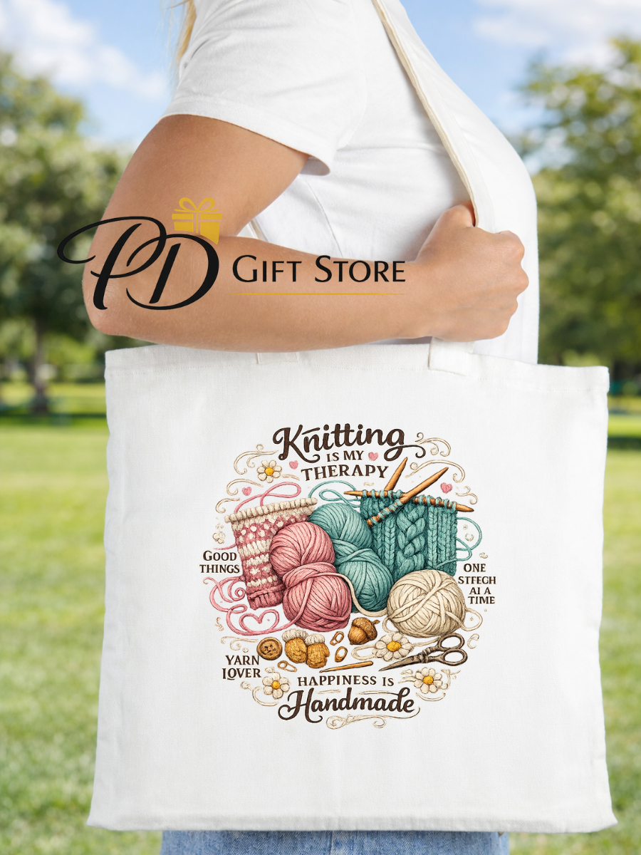 Knitting is my therapy tote bag
