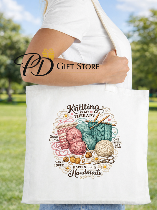 Knitting is my therapy tote bag