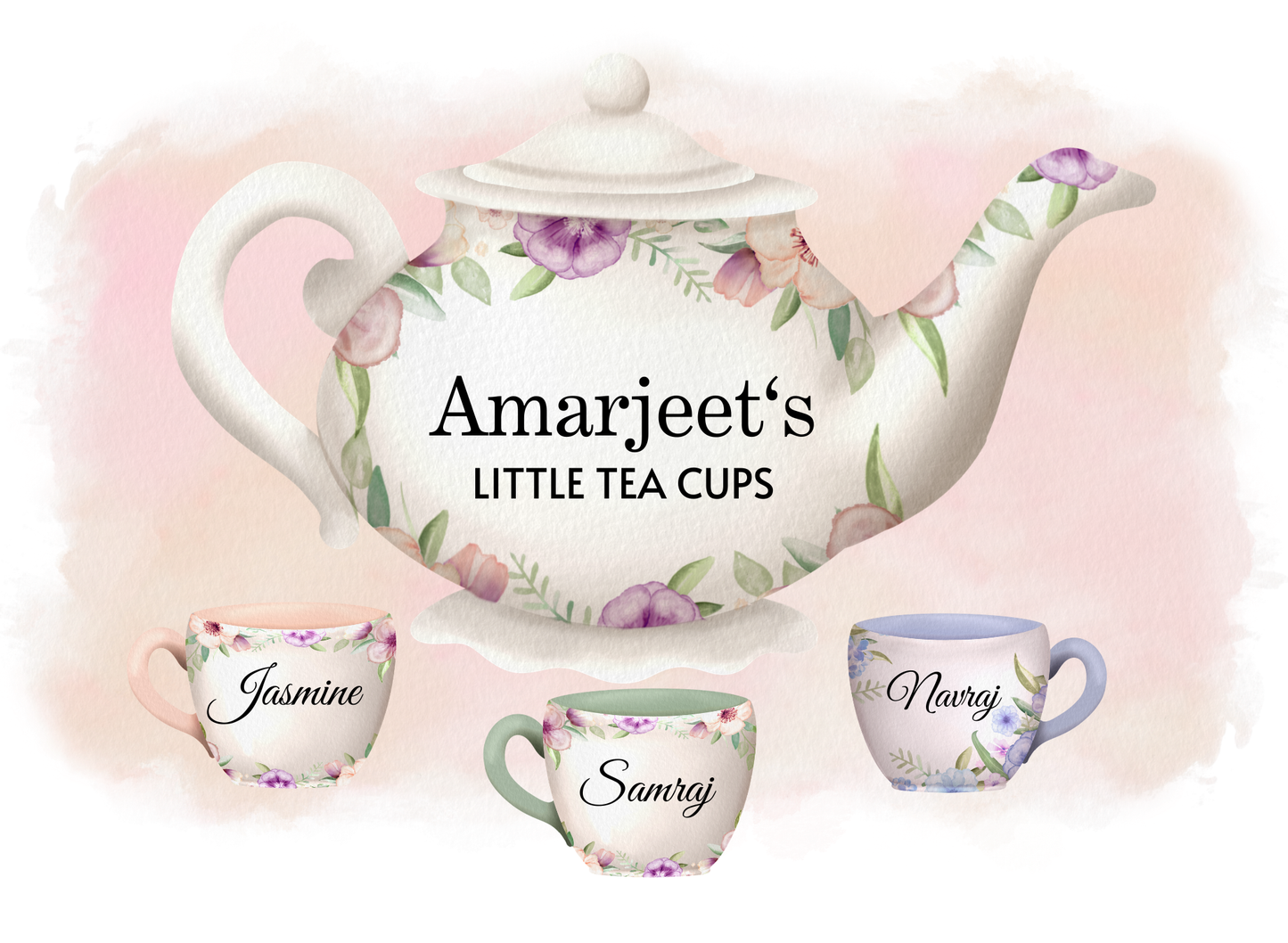 Personalised tea pot A4 print