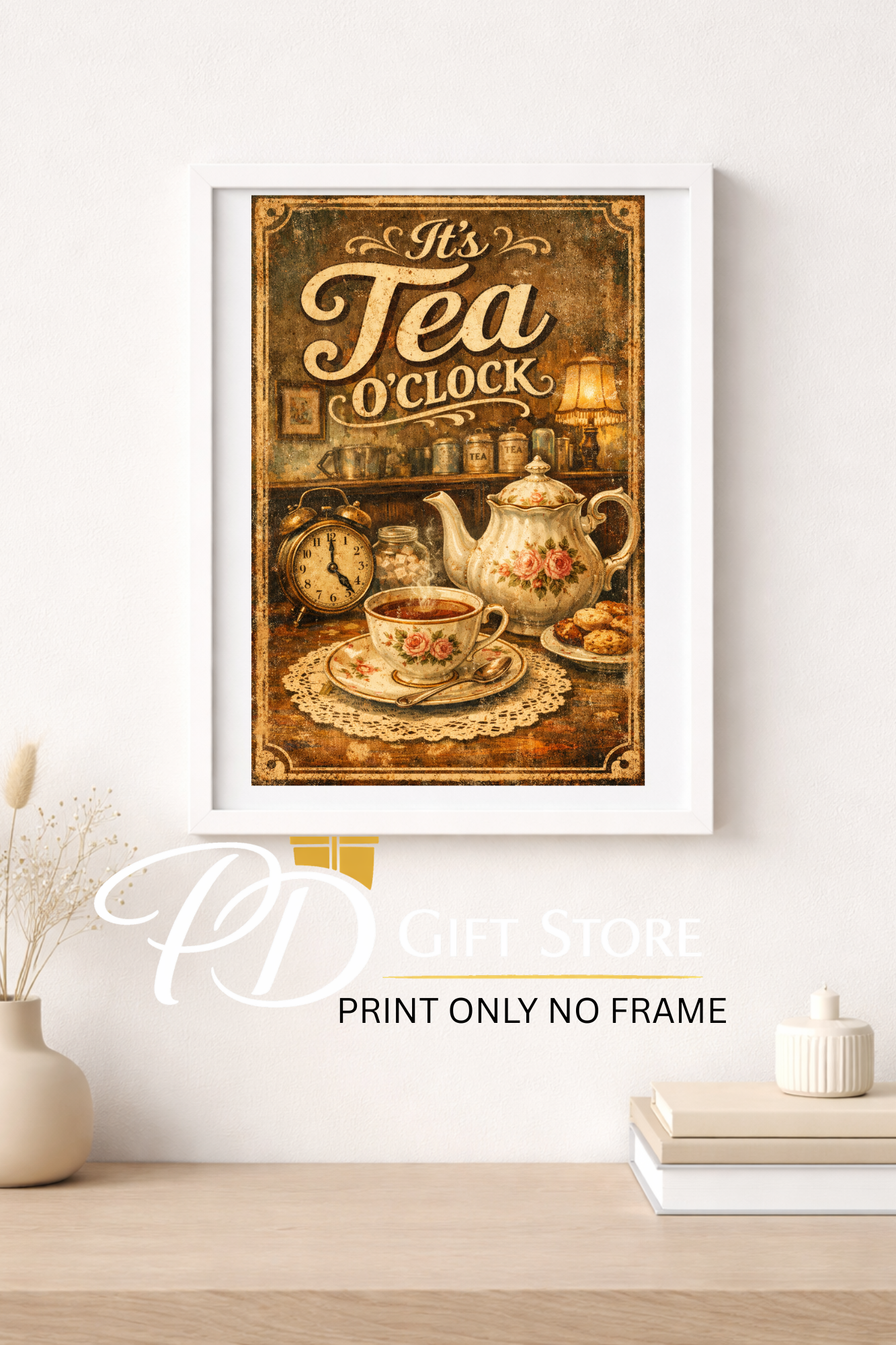 It's Tea o'clock vintage A4 print
