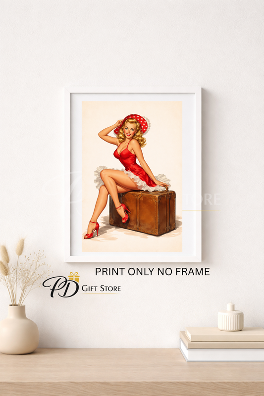 Lady in red pin up girl A4 print