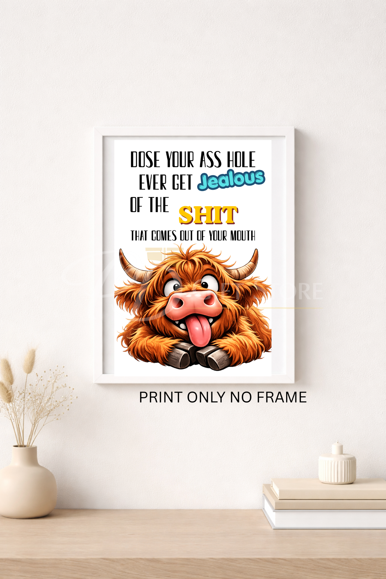 Rude and funny highland cow toilet print