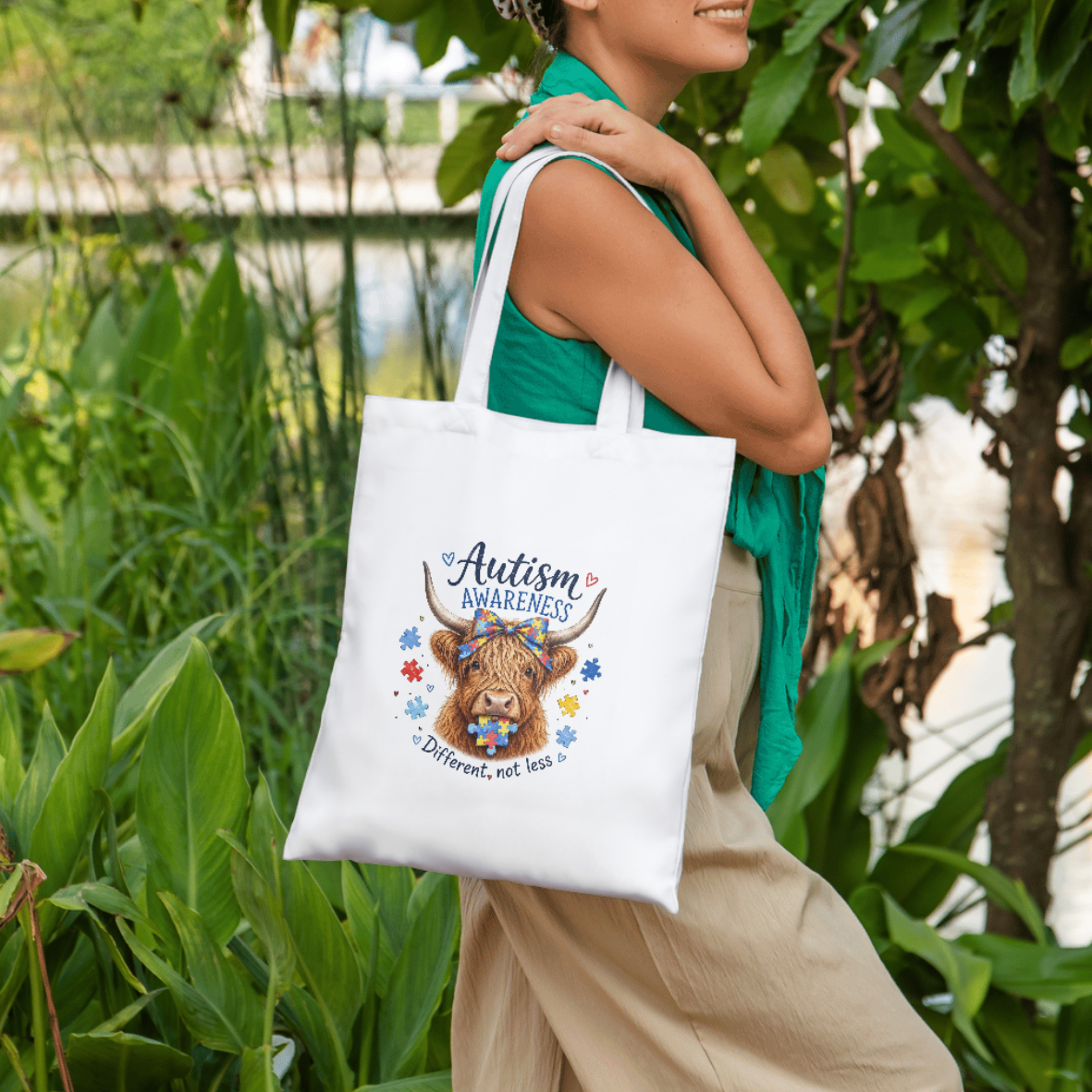 Autism awareness tote shopping bag