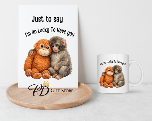 Punch monkey mug and Card mothers day gift