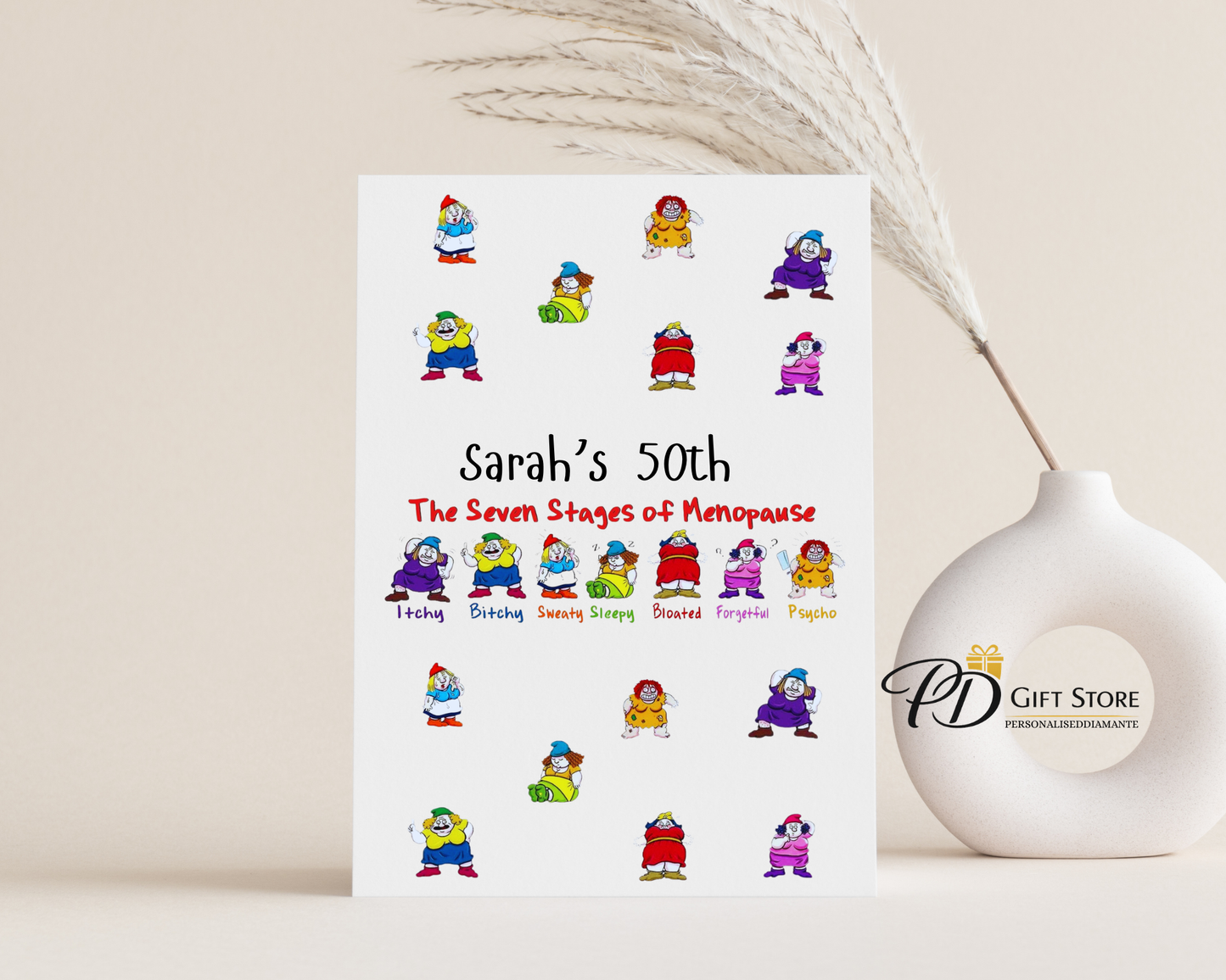 Seven Dawfs Menopause birthday card any age