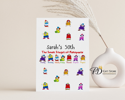 Seven Dawfs Menopause birthday card any age