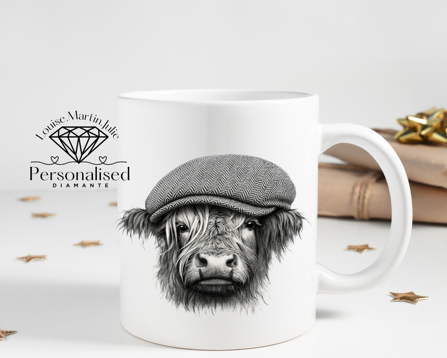 Flat Cap Highland cow mug 11 oz ceramic mug
