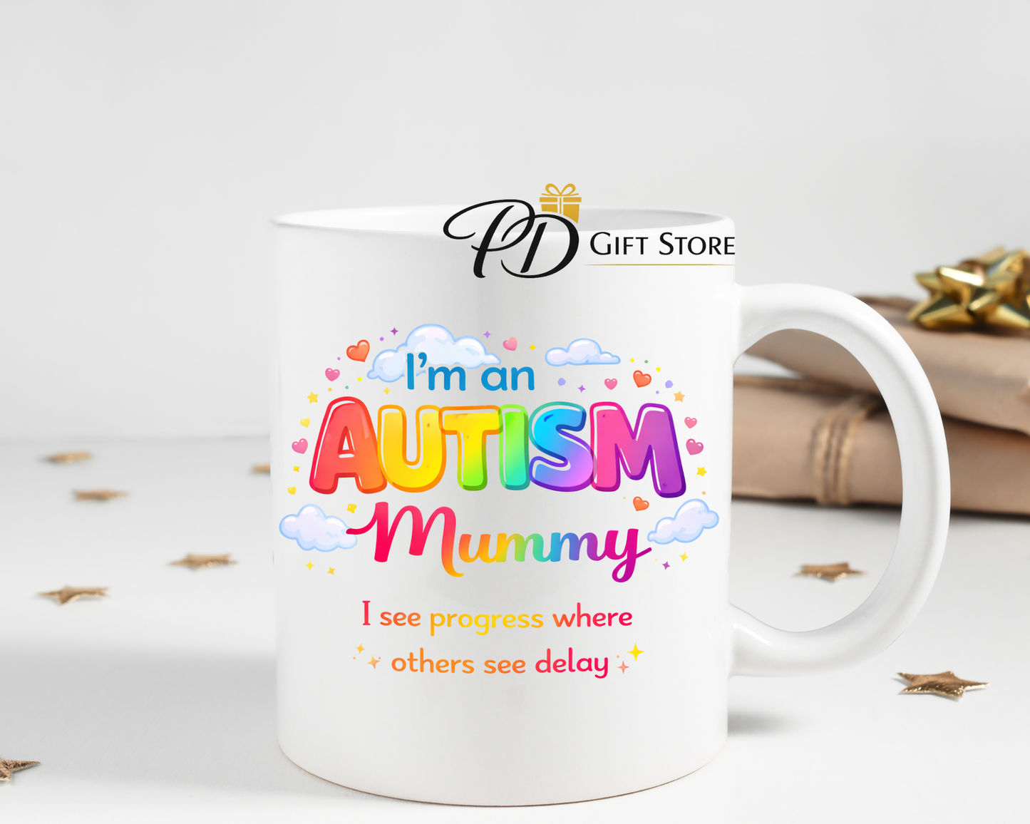 Im an autism mum or mummy vibrant design mug