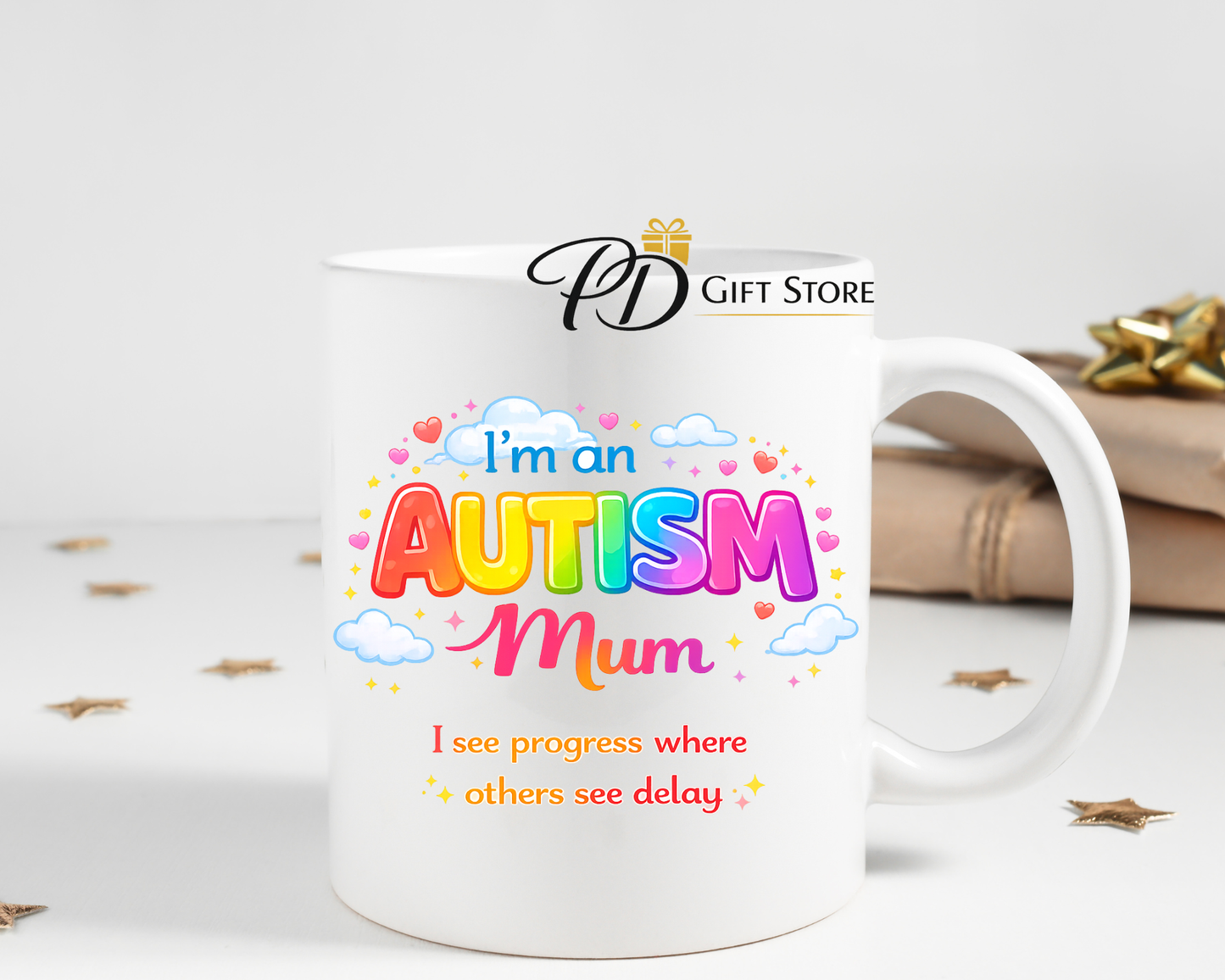 Im an autism mum or mummy vibrant design mug