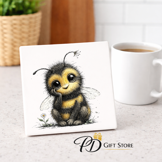 Bumble bee Ceramic square coaster