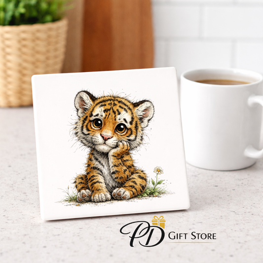 Ceramic square Cute Lion coaster