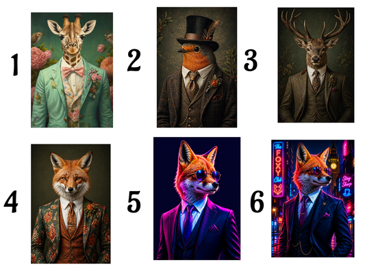 Animals in suit  A4 prints