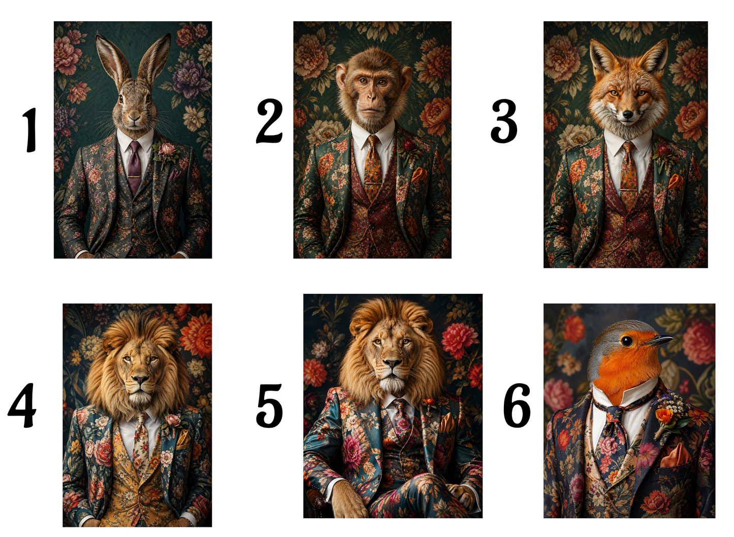 Animals in suit  A4 prints