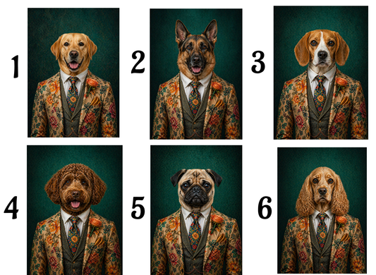 Dogs in suit  A4 prints