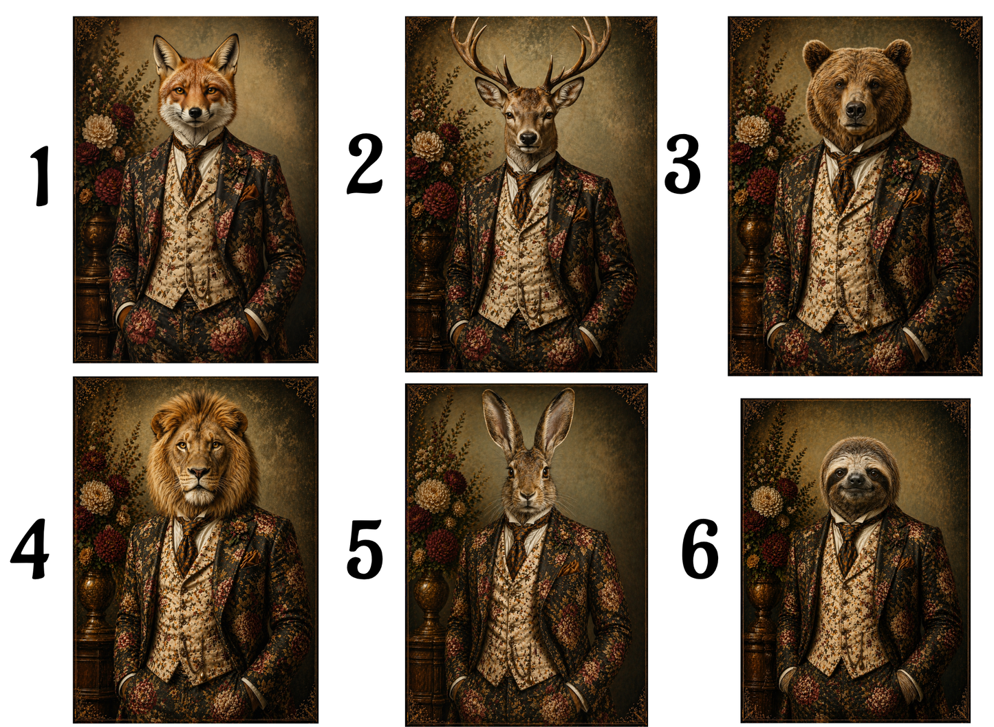 Animals in suit  A4 prints