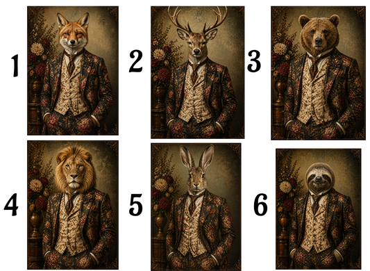 Animals in suit  A4 prints