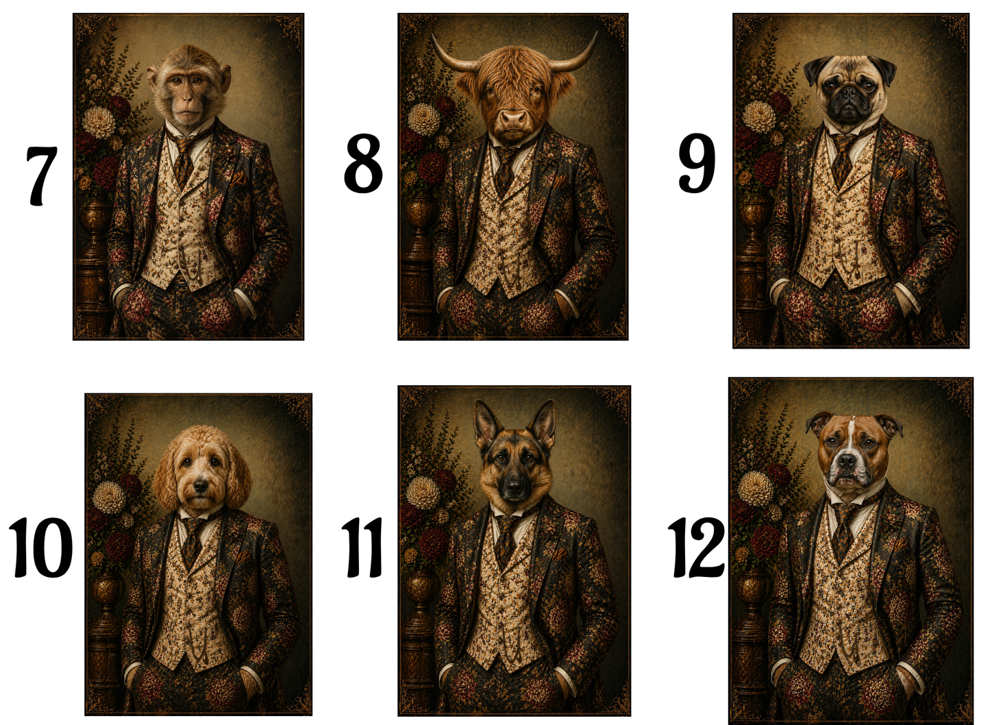 Animals in suit  A4 prints
