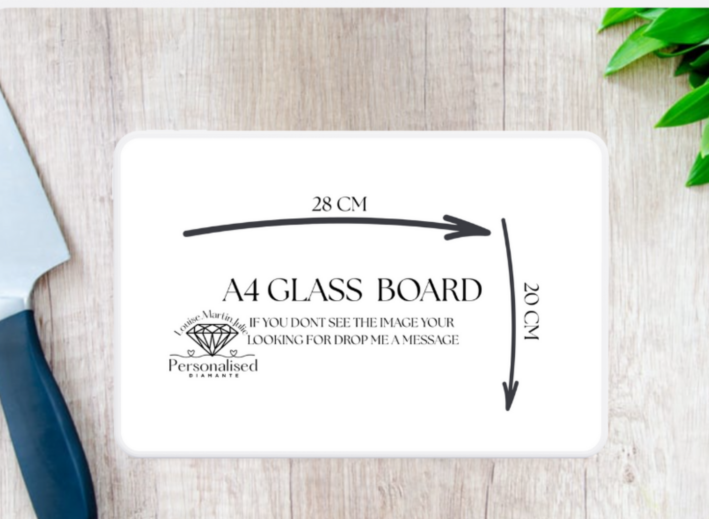 Heat protection board personalised A4 glass