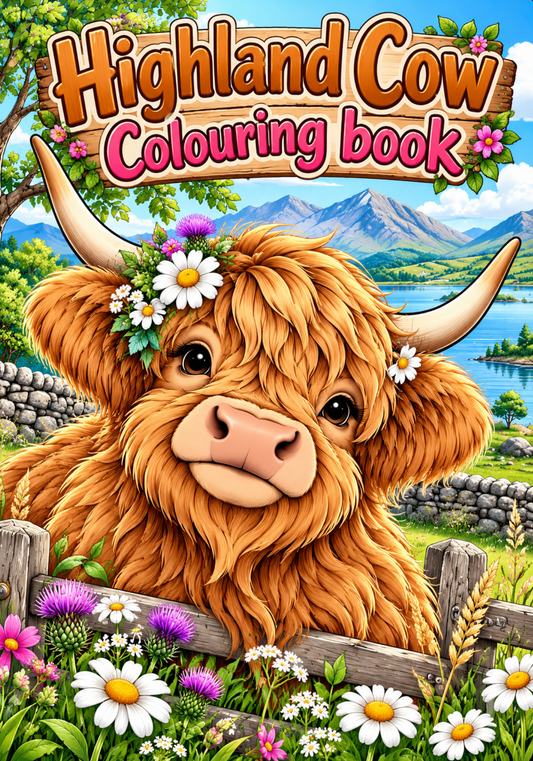 Highland cow Colouring Book