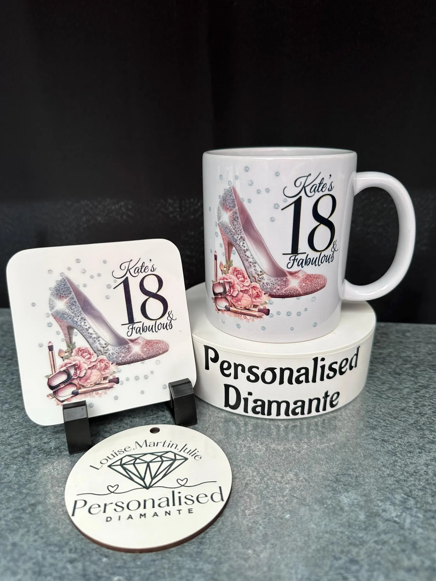18th birthday my and coaster set