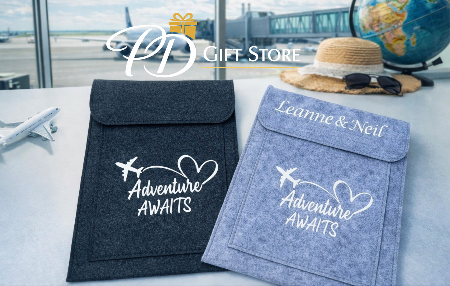 Personalised Felt Travel Document Holder Family Passport Wallet