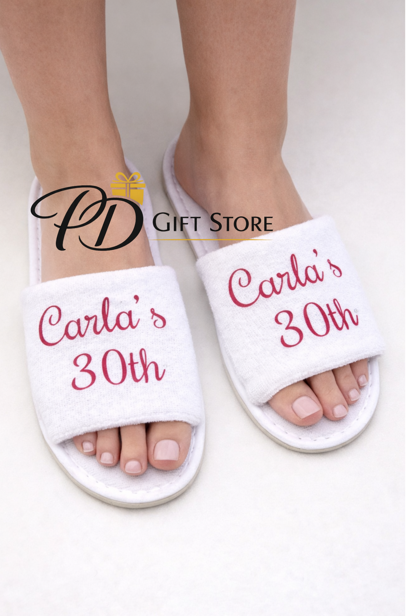 Personalised Birthday Girl Slippers: Spa Party Gift 30th 40th 50th