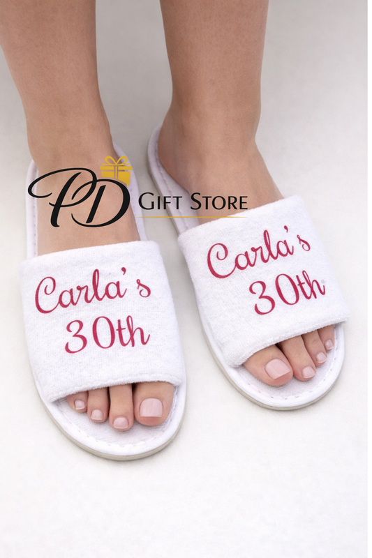 Personalised Birthday Girl Slippers: Spa Party Gift 30th 40th 50th