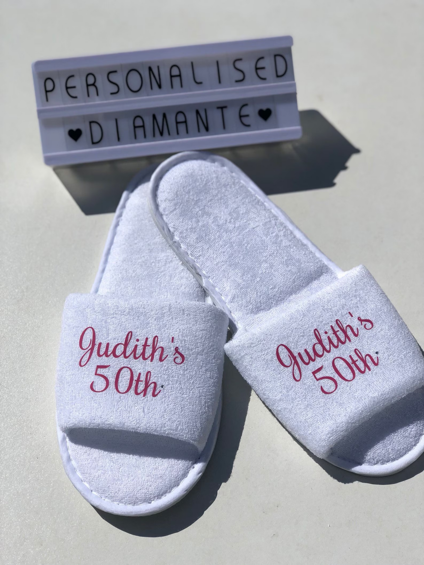 Personalised Birthday Girl Slippers: Spa Party Gift 30th 40th 50th