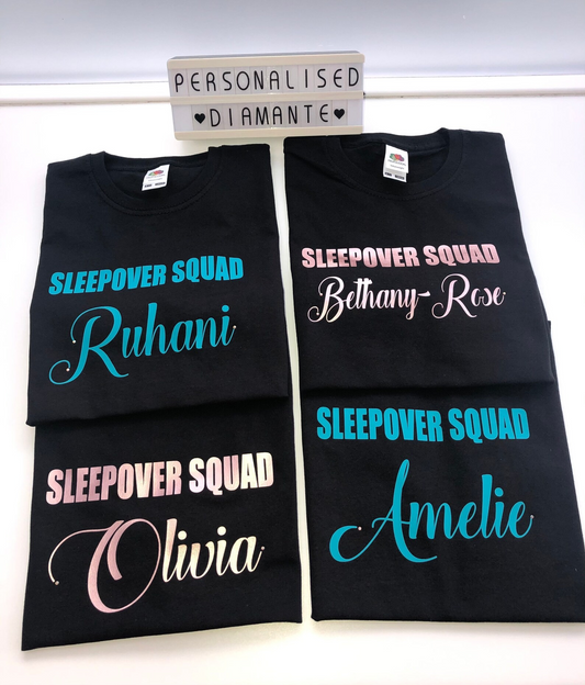Sleepover Squad, Birthday Girl, Personalised t-shirt