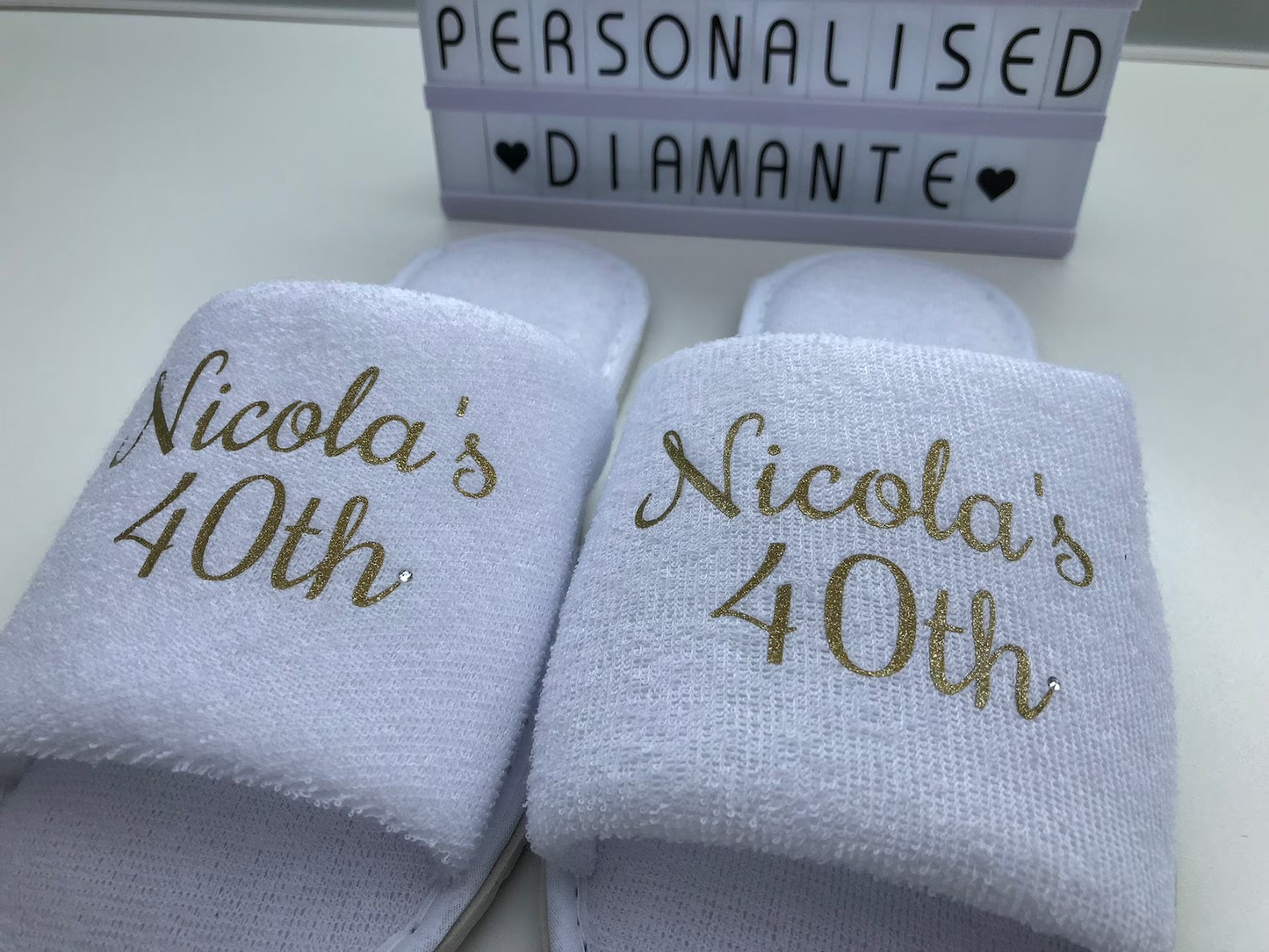 Personalised Birthday Girl Slippers: Spa Party Gift 30th 40th 50th