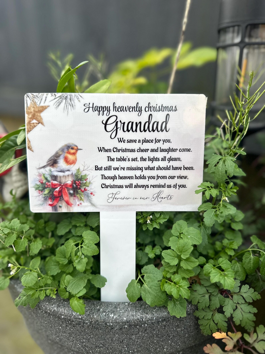 Personalised Christmas Memorial Grave Marker, Robin