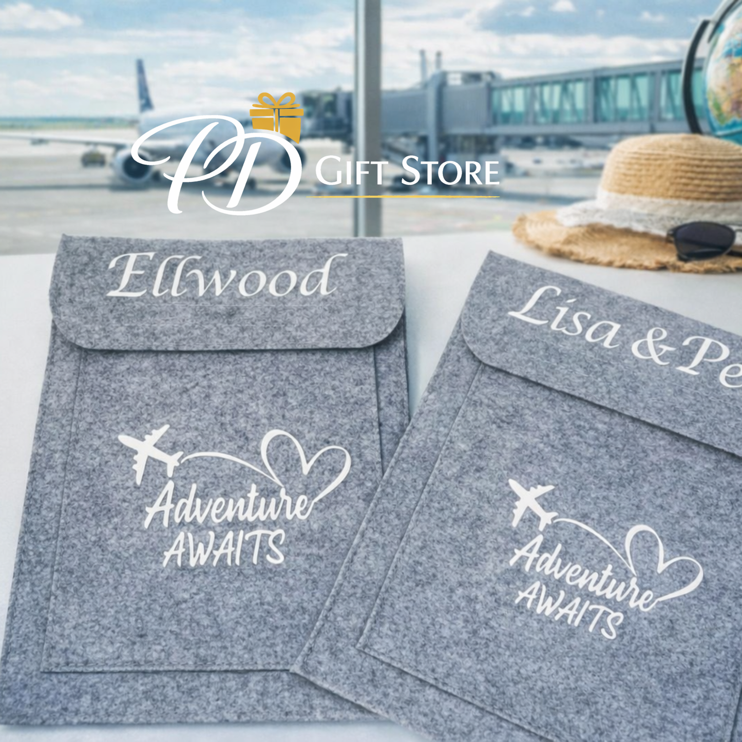 Personalised Felt Travel Document Holder Family Passport Wallet