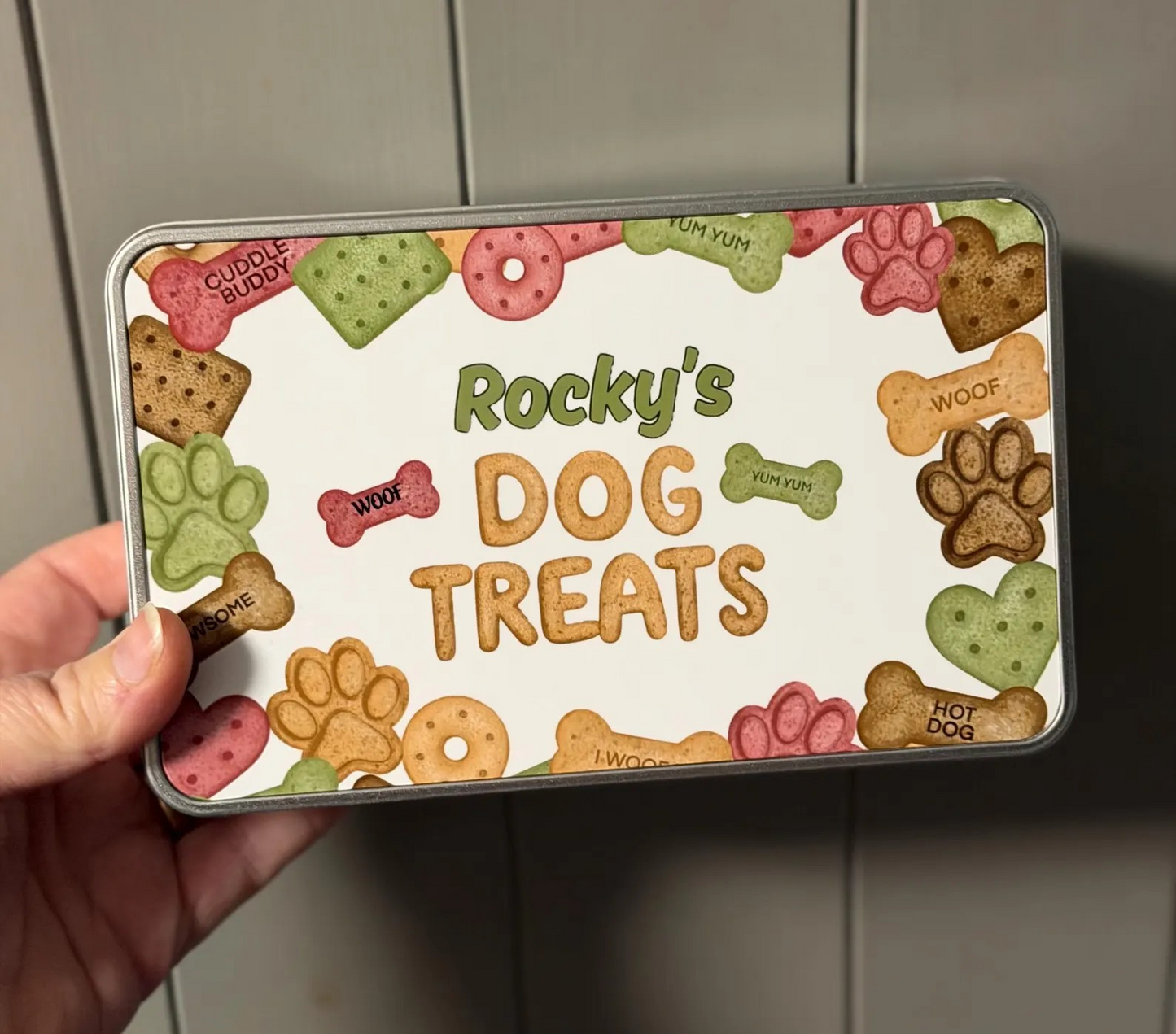 Personalised dog treats tin Custom Pet Treat Storage with Dog’s Name | Airtight Biscuit Tin | Pet Gift