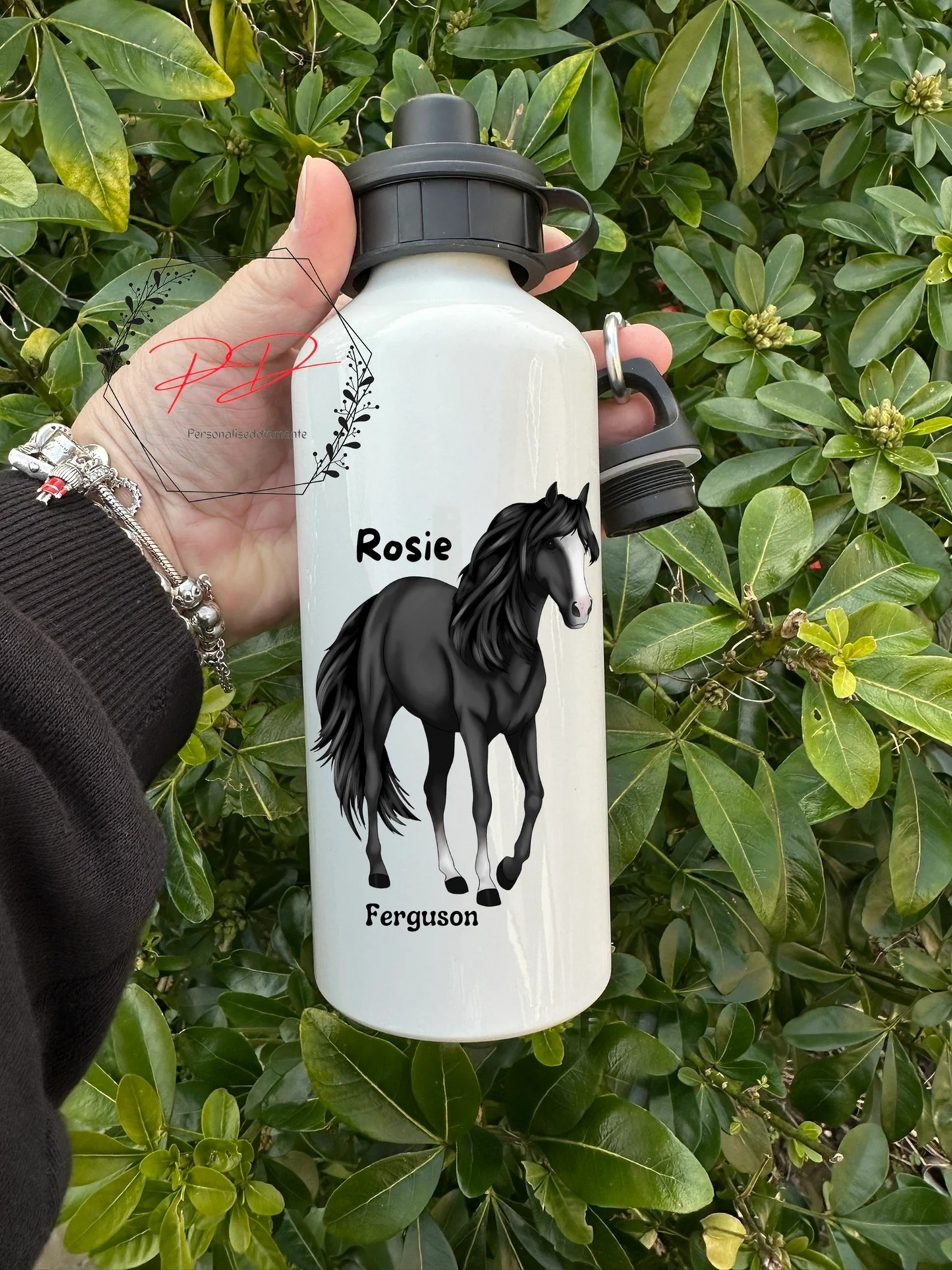 Personalised horse lover riding drink bottle 600 ml