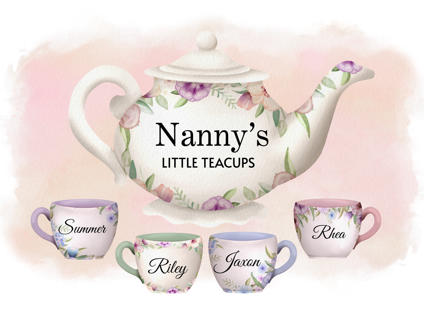 Personalised tea pot A4 print