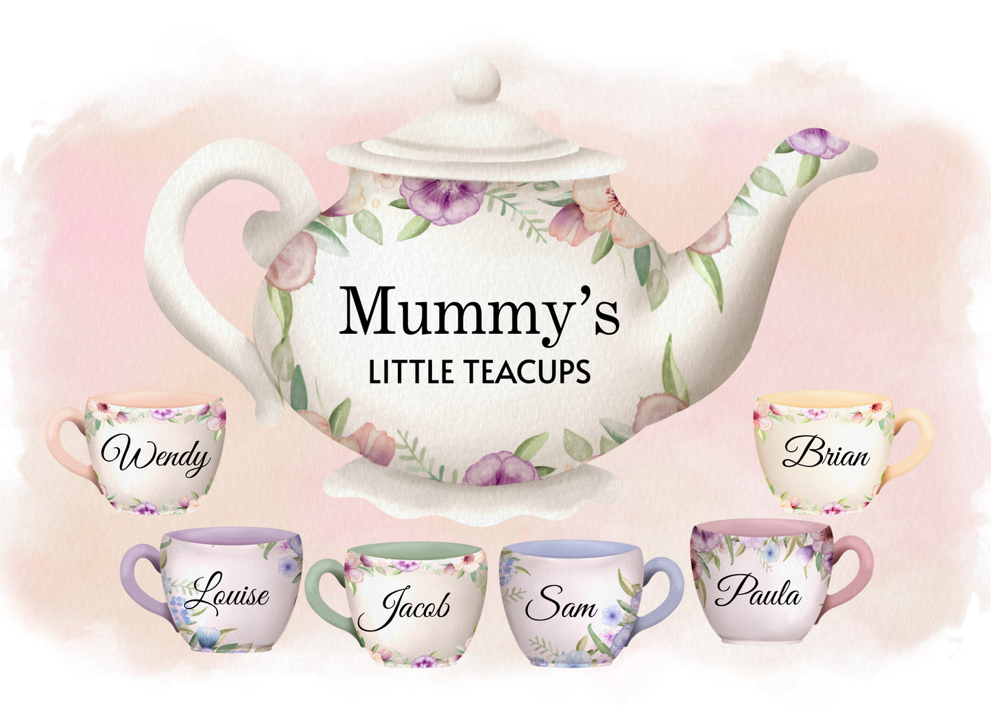Personalised tea pot A4 print