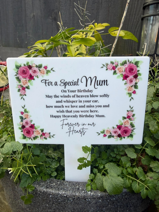 Birthday Memorial Grave Marker, Plaque , remembrance gift mum ,Nan, Auntie,